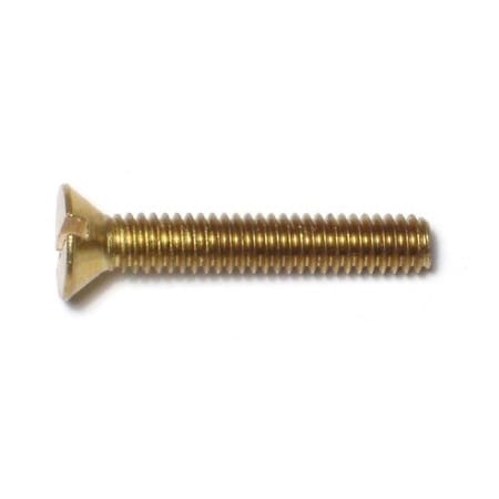 Midwest Fastener #8-32 x 1 in Slotted Flat Machine Screw, Plain Brass, 30 PK 61754